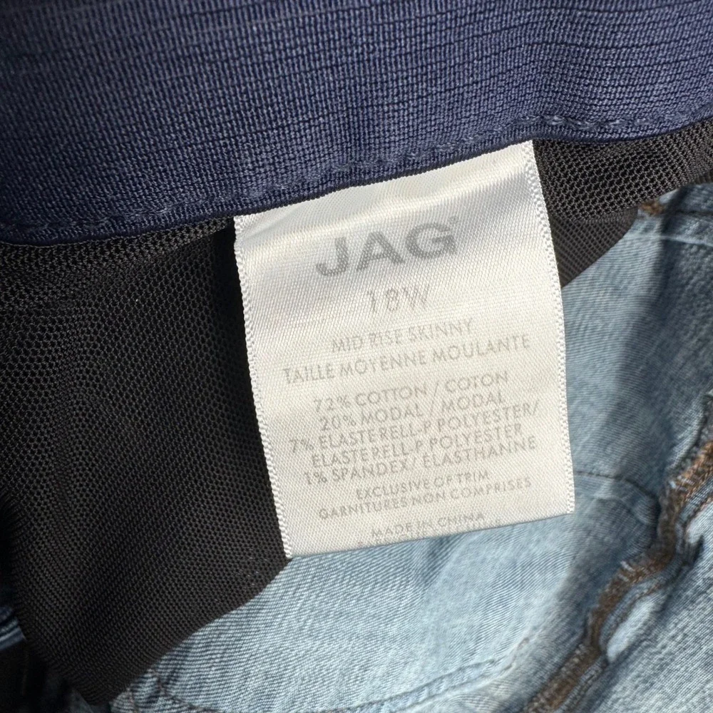 Jag Jeans Womens 18 Mid Rise Skinny Pull On Jeans Medium Wash Blue Stretch Denim